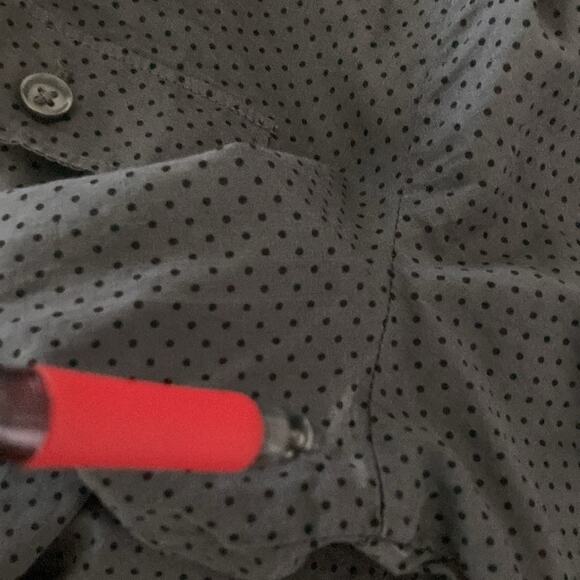 Ann Taylor Loft gray polka dot button down blouse dark academia secretary MP - Picture 10 of 10